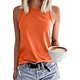 Langwyqu Women's Tank Tops Summer Basic Crewneck Sleeveless Casual Loose Fit Shirts Tees