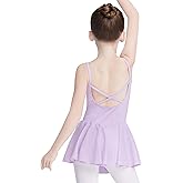 WITANTI Kid Girls Camisole Dress with Chiffon Tulle Skirt and Criss-Cross Back for Ballet Dance Gymnastics Outfits 4-14 Years