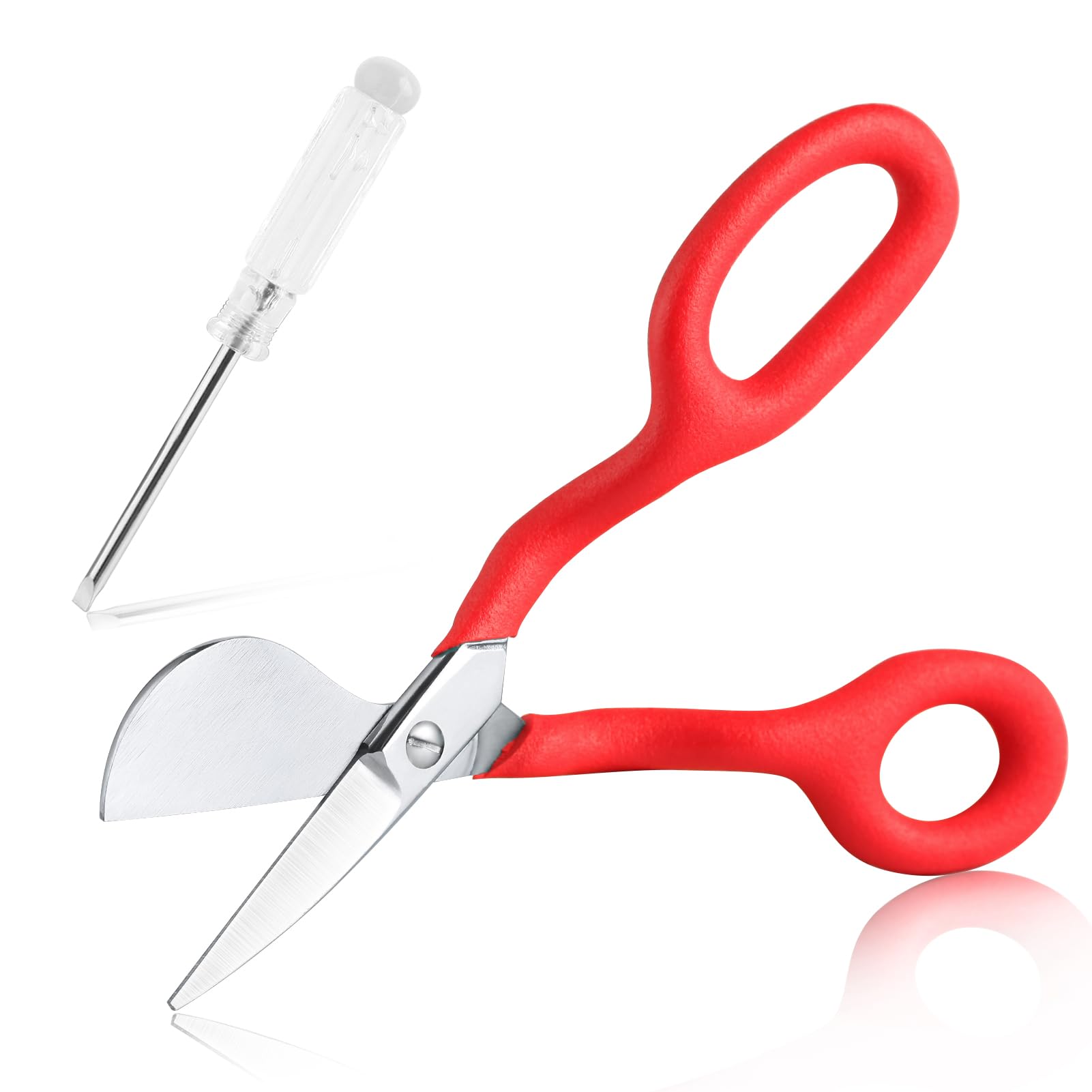 SPEEDWOX 7-Inch Duck Bill Carpet Scissors - Red Carbon Steel - Anti-Slip Plastic Handles - 7 x 2.8 x 0.6" - For Fabric Cutting & Carpet Pile Trimming