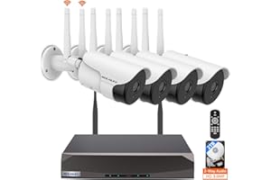 WEILAILIFE 【2-Way Audio & Dual Antenna Enhanced】 90ft Night Vision Outdoor Wireless Security Camera System, Wireless Surveillance Camera System, WiFi Video Surveillance, Home Security Cameras