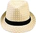 Younglove Summer Beach Straw Fedora Hat w/Solid Hat Band Beige 59CM