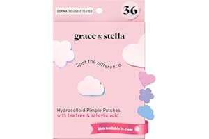 grace & stella Award Winning Pore Strip - Pimple Patches for Face - Hydrocolloid Acne Patches - Absorbs Zits, Reduces Redness - Cute Patches Dermatologist-Tested, Vegan (Multishape, 36 Count)