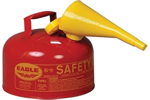 Eagle UI-20-FS Red Galvanized Steel Type 1 Gasoline Safety Can with Funnel, 2 Gallon Capacity, 9.5" Height, 11.25" Diameter