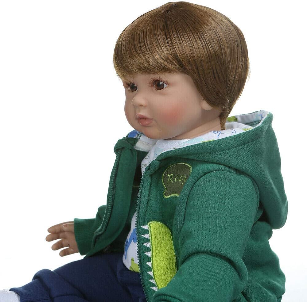 Pinky Reborn Dolls Cloth Body 24 Inch 60cm Dinosaur Clothes Reborn Toddler Boy Doll Real Looking Soft Silicone Vinyl Newborn Dolls Toy - Image 5
