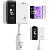 Jetfresh UV Toothbrush Sanitizer Holder &amp; Cleaner with LED Clock Display, Fan Drying &amp; Heating | Wall-Mounted &amp; Portable Toothbrush Sanitizer and Holder Case for Bathroom &amp; Travel. Fits All Brushes.