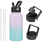 BJPKPK Insulated Water Bottles with Straw Lid, 27oz Stainless Steel Water Bottle with 3 Lids, Leak Proof BPA Free Metal Thermo, Mugs, Tumblers, Keep Cold Hot - Lavender Green