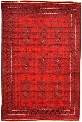 Herat Oriental Afghan Hand-Knotted Semi Antique Tribal Balouchi Rug, 6-Feet 5-Inch by 9-Feet 9-Inch, Red/Navy