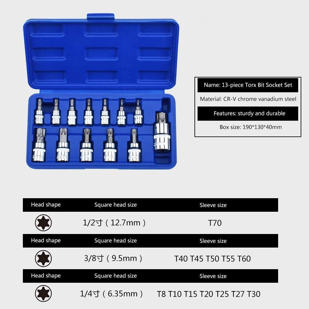 oumuik 13pcs Torx Sockets Star Socket Kit Hex Socket, Screwdriver Bit, Torx Bit - Image 3