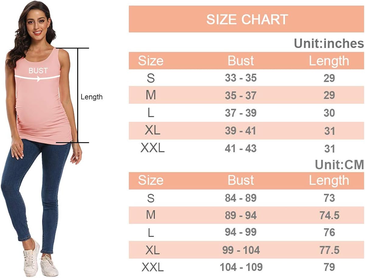 AMPOSH Women's Maternity Tank Top Ruched Side Sleeveless Pregnancy Basic Shirt at  Women’s Clothing store