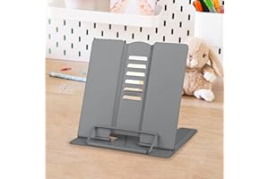 Honagu Small Book Stand Book Holder Metal Desk Stand for Reading Hands Free, Adjustable Cookbook Documents Holder, Portable f