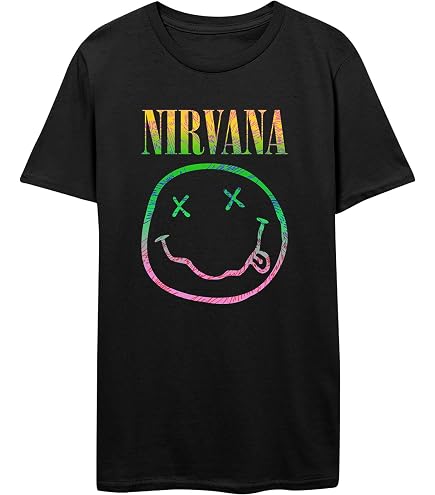 Nirvana Smiley Face T-Shirt for Men | Black Short Sleeve Graphic