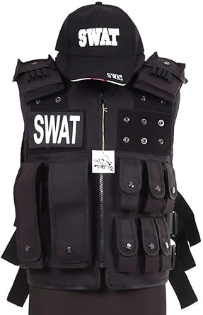Amazon 正規品 Swatベスト Swatキャップセット 特殊戦術 戦闘ベスト サバイバルゲーム Swatコス ハロウィンコスプレ タクティカルベスト 通販