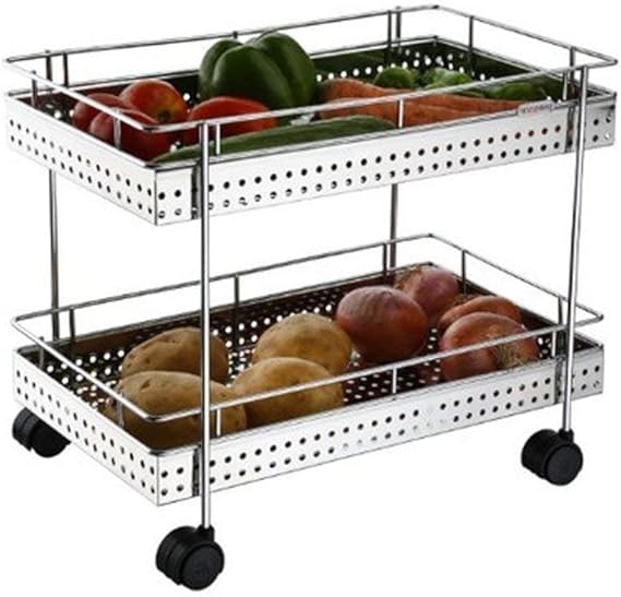 Vastarpara Stainless Steel Perforated Fruit and Vegetable Stand, Basket