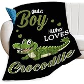 Lovira Just A Boy Who Loves Crocodile Throw Blanket Alligator Print Throw Blankets Gifts for Couch Sofa Bed Stuff Decor Soft Cozy Fleece Plush Warm Flannel Bedding for Lover 40"x50"