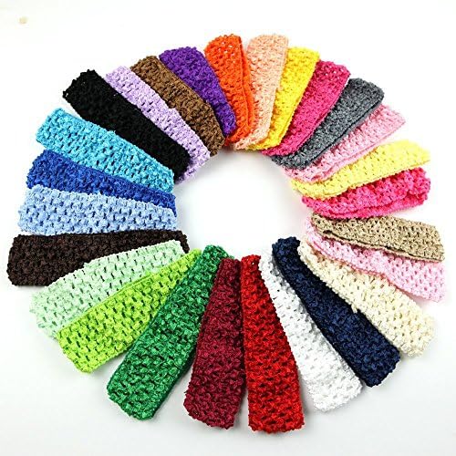 Fabulicious Crochet Elastic Headband - 1.5" wide, tutu, princess, baby, girl, woman (Ivory)