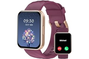 RUIMEN Smart Watches for Women Men (Answer/Make Calls) Compatible with iPhone/Android Phones, 1.85" HD Screen Fitness Tracker Heart Rate Monitor 100+ Sports Tracker Watch Waterproof (Purple)