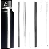 4pcs Metal Straw Replacement for Hydro Flask 32oz Wide Flex Straw Cap Bottle, Stainless Steel Cup Straws with 2pcs Brushes Parts Accessories Compatible with HydroFlask Wide Mouth Bottle(Silver)