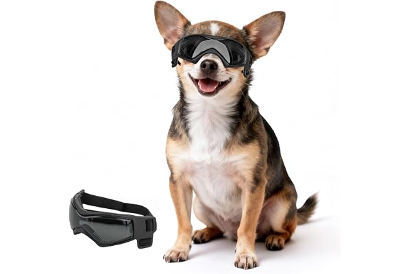 PETLESO Dog Goggles Small Breed, XS Dog Sunglasses Chihuahua Glasses Anti-UV Eyes Protection for XSmall Pets Tiny Dogs Cats,