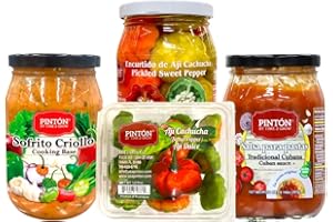 Pinton's Assorted Creole Cooking Base, Pickled Sweet Pepper, Pasta Sauce & Fresh Sweet Pepper - Cuban Inspired Flavored Food, Brings Latin Tradition to Your Kitchen