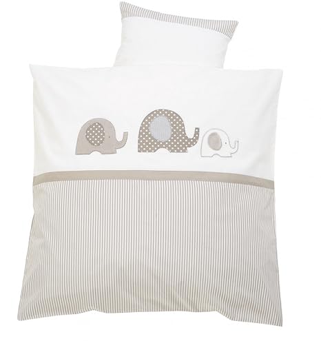 Alvi Bettwäsche Renforcé taupe Größe 80x80 cm (35x40 cm)