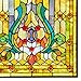 River of Goods Fleur De Lis 24.5 Inch High Stained Glass Window Panel, Brown, Yellow, Green, Blue