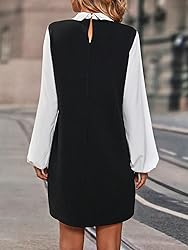 Floerns Women's Colorblock Lantern Long Sleeve 2 in