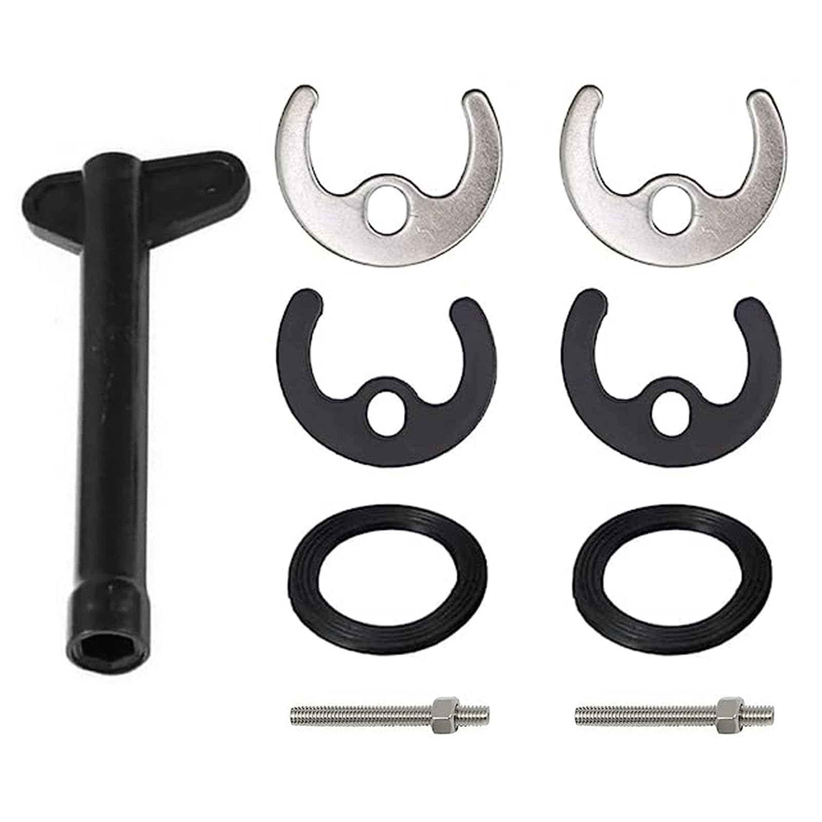 9 Pcs Tap Fixing Fitting Kit Basin Washer Sink Monobloc Mixer Tap Fixing Stainless Steel Single Hole Washer Sink Tap Fixing Set (Black, Silver)
