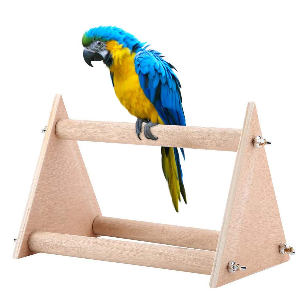 Parrot Bird Perch Stand, Portable Funny Wooden Parrot Playstand Bird Playground Play Gym for Cockatiels Conures African Greys Parakeets Finch Love Birds