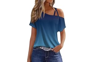 FQZWONG Off The Shoulder Tops for Women Womens Summer Clothes Trendy Sexy Short Sleeve Shirts Ladies Asymmetrical Blouses