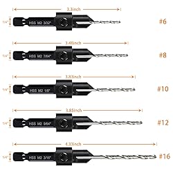 5-pc Woodworking Countersink Counterbore Drill Bit