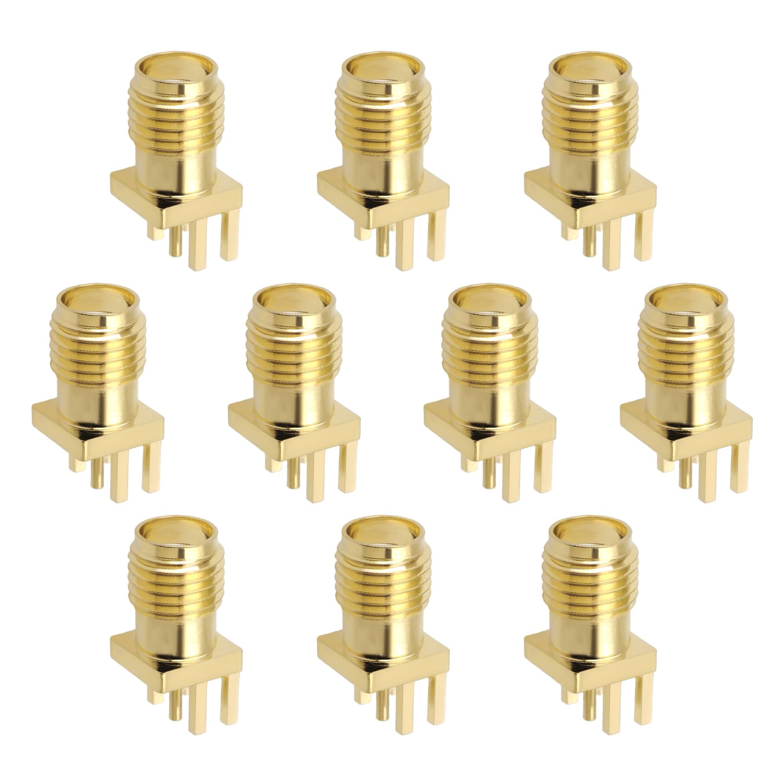 EMSea 10pcs SMA Female Jack Straight PCB Mount RF Connector Adapter 1.6mm Clip Edge Mount Female Socket Port Connector RG58 RG142 RG223 Socket Gold