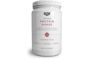 ISAGENIX IsaLean Protein Shake - Complete Superfood Meal Replacement for Maintaining Healthy Weight and Lean Muscle Growth with 24 Vitamins and Minerals - 28.6 oz - 14 Meal Canister (Strawberry Cream)