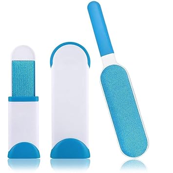 JEEJEX Double Side Pet Hair Remover Lint Brush Form Cloth, Furniture, Sofa, Couch, Carpet, Bed, Car Seat, with Self-Cleaning Base (Multicolour)