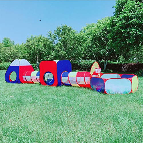 LOJETON 5pc Kids Play Tents Crawl Tunnels, Ball Pit with Basketball Hoop, Pop Up Playhouse for Boys, Girls, Babies, and Toddlers - Indoor & Outdoor Use - Thumbnail 5