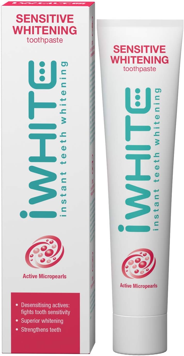iWhite Sensitive Whitening Toothpaste, Active Whitening for Sensitive Teeth, Fights Stains & Restores Enamel