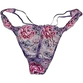 Victoria's Secret Floral Embroidery Mesh V-String Panty Multicolor Size Medium New