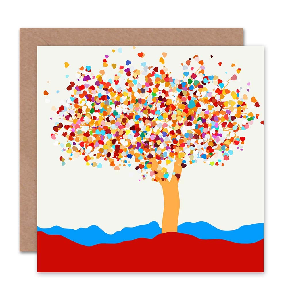 Wee Blue Coo Love Heart Leaves On Tree - Valentines/Occasion Card