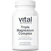 Vital Nutrients Triple Magnesium Complex Supplement | Vegan Magnesium Glycinate, Malate & Oxide 250mg | Easily Absorbed Magnesium Supplement for Stress, Muscle, Heart, Bone Support | 90 Capsules