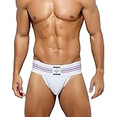 Arjen Kroos Men's Jockstrap Athletic Support Jock Strap with 3" Elastic Waistband & Ventilated Pouch for Gym/Sports