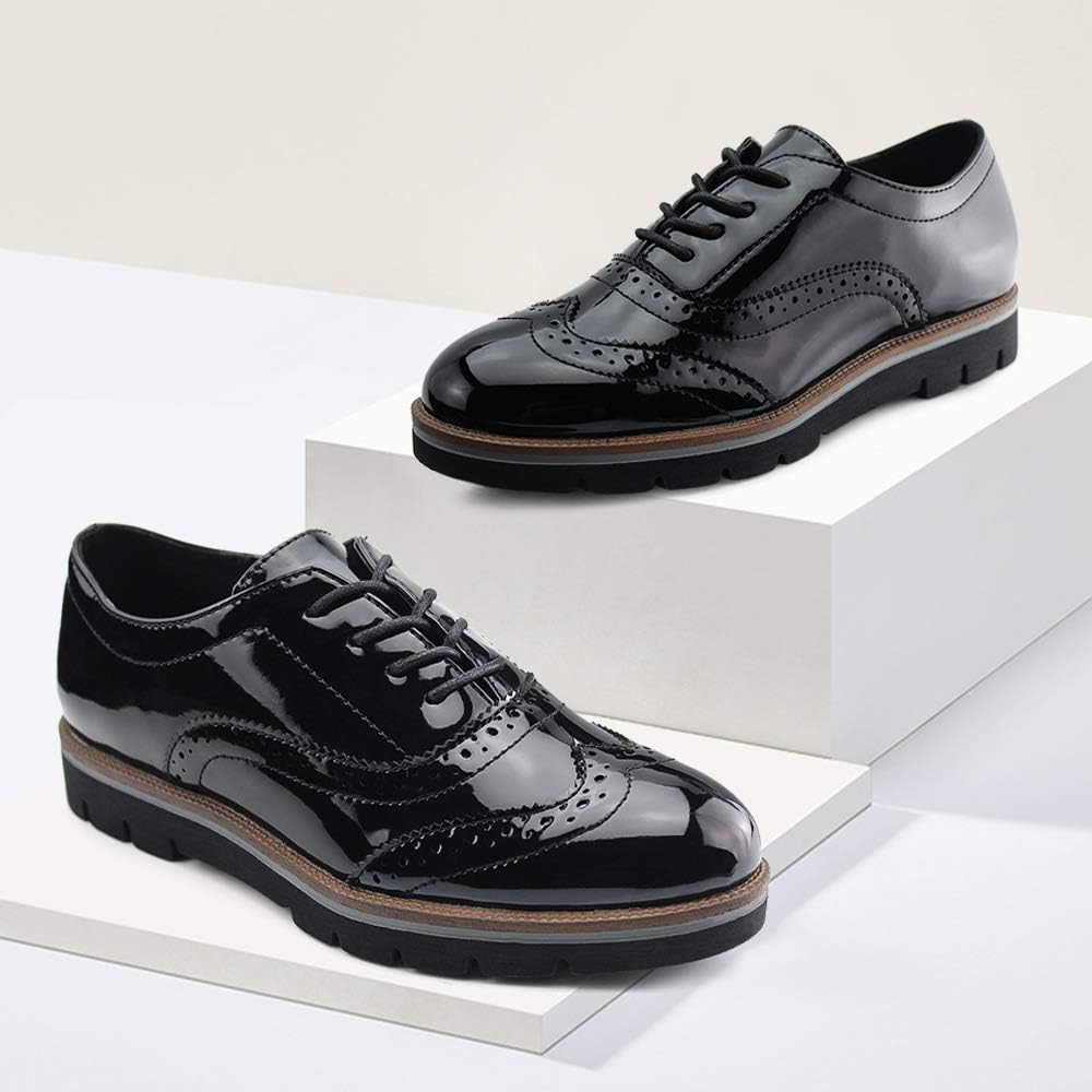  | JABASIC Women Lace Up Oxford Shoes Wingtip Brogue Walking Shoes | Oxfords