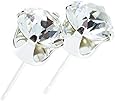pewterhooter Sterling Silver stud earrings for women made with sparkling Diamond White crystals from Swarovski®. London jewellery box. Hypoallergenic & Nickel Free Jewellery for Sensitive Ears.