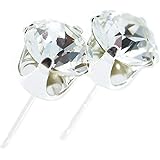 pewterhooter 925 Sterling Silver stud earrings for women made with sparkling Diamond White crystals from Swarovski®. London jewellery box. Hypoallergenic & Nickel Free Jewellery for Sensitive Ears.