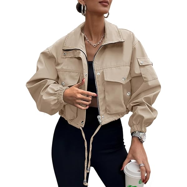 未使用タグ付き　BULKY SLEEVE CROPPED JACKET Amazon.com: Tankaneo Womens Cropped Jacket Zip Up