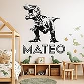 Dinosaur Wall Decal for Kids – Personalized Name T Rex Wall Sticker – Custom Dinosaur Bedroom Decor for Boys – Large Vinyl Kids Name Decal for Nursery Playroom – Dino Wall Art for Children’s Rooms