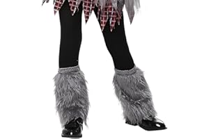 JIAHG Halloween Faux Fur Werewolf Costume Hood Hat Gloves Shoe Covers Shawl for Boys Girls Cosplay Fancy Party Accessories