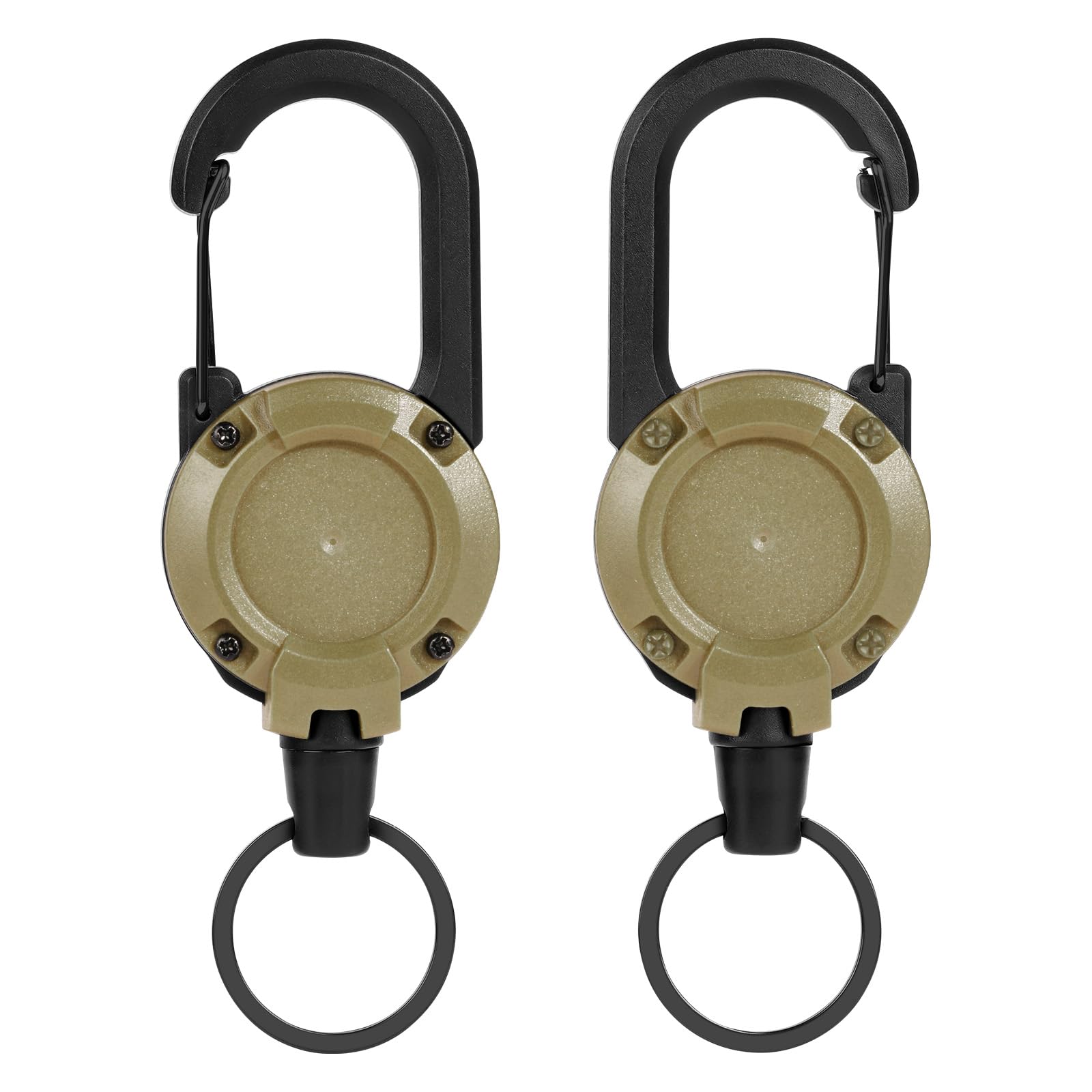 Vicloon Heavy Duty Retractable Keychain, 2pcs Retractable Badge Holder, ID Badge Reel Heavy Duty Reel Clips for Key Ring ID Card Badges Holder (Khaki)