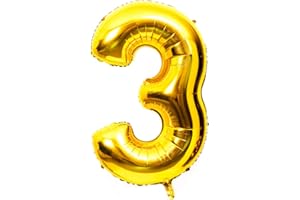 YPSELECTED 40 Inch Large Foil Helium Number Balloon Birthday Wedding Party 0-9 (Gold, 3)