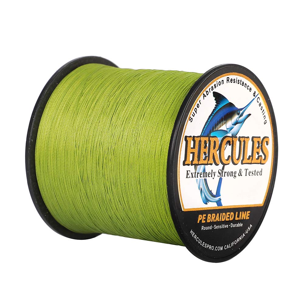 Hercules Braided Fishing Line 1500m 1640yds 6lbs-100lbs Pe Superline 4 Strands (Army Green 6lb/2.7kg 0.08mm) — image 1