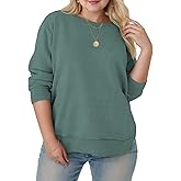 DOLNINE Plus-Size-Sweatshirts for Women Casual Crewneck Shirts Long Sleeve Side Split Tunic Tops Loose Fit Pullover