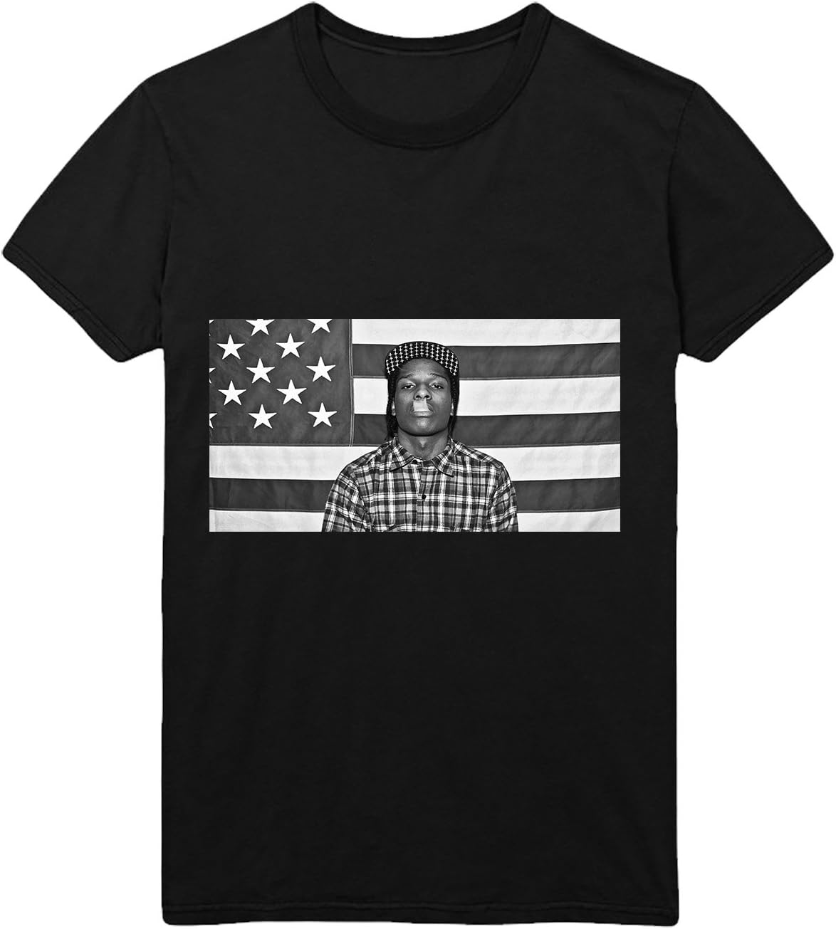 ASAP Rocky Smoking Face Men Men's T-Shirt 100% Cotton Black Shirt Mens